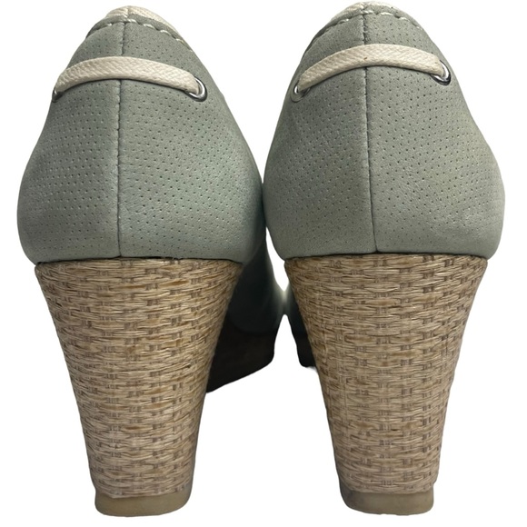 Clarks Originals Lt. Green Canvas Wedge Platform Espadrille w/Tie Detail Sz 10 M - Picture 6 of 13